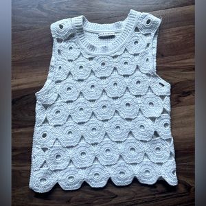 Alice + Olivia Sweater Vest, White, Size Medium